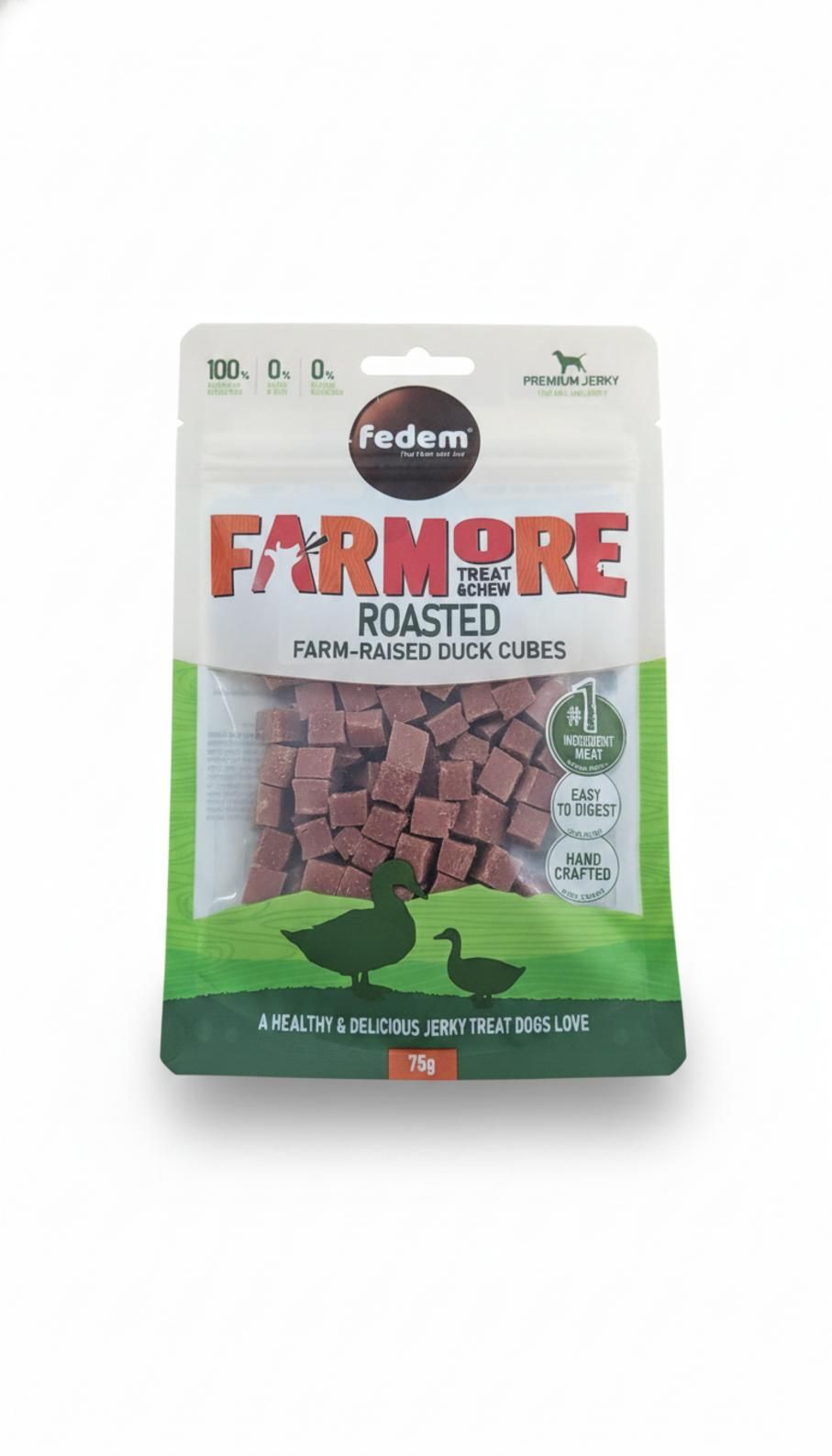 Fedem FARMORE treat &chew - קוביות ברווז צלויות שגדלו בחווה