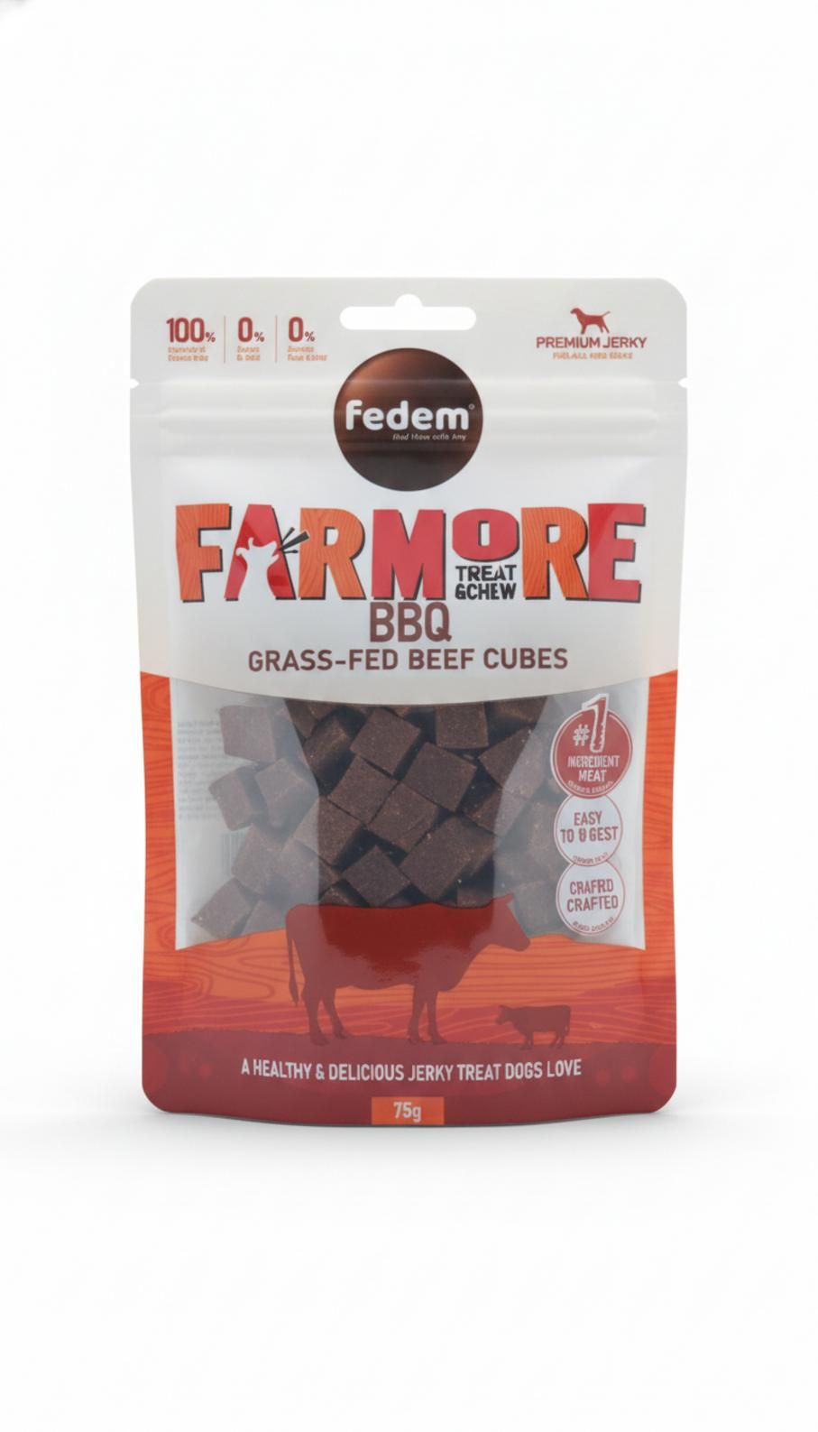 Fedem FARMORE treat &chew - קוביות בקר ברביקיו