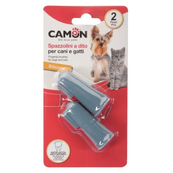 CAMON - זוג מברשת שניים סיליקון לכלבים וחתולים
