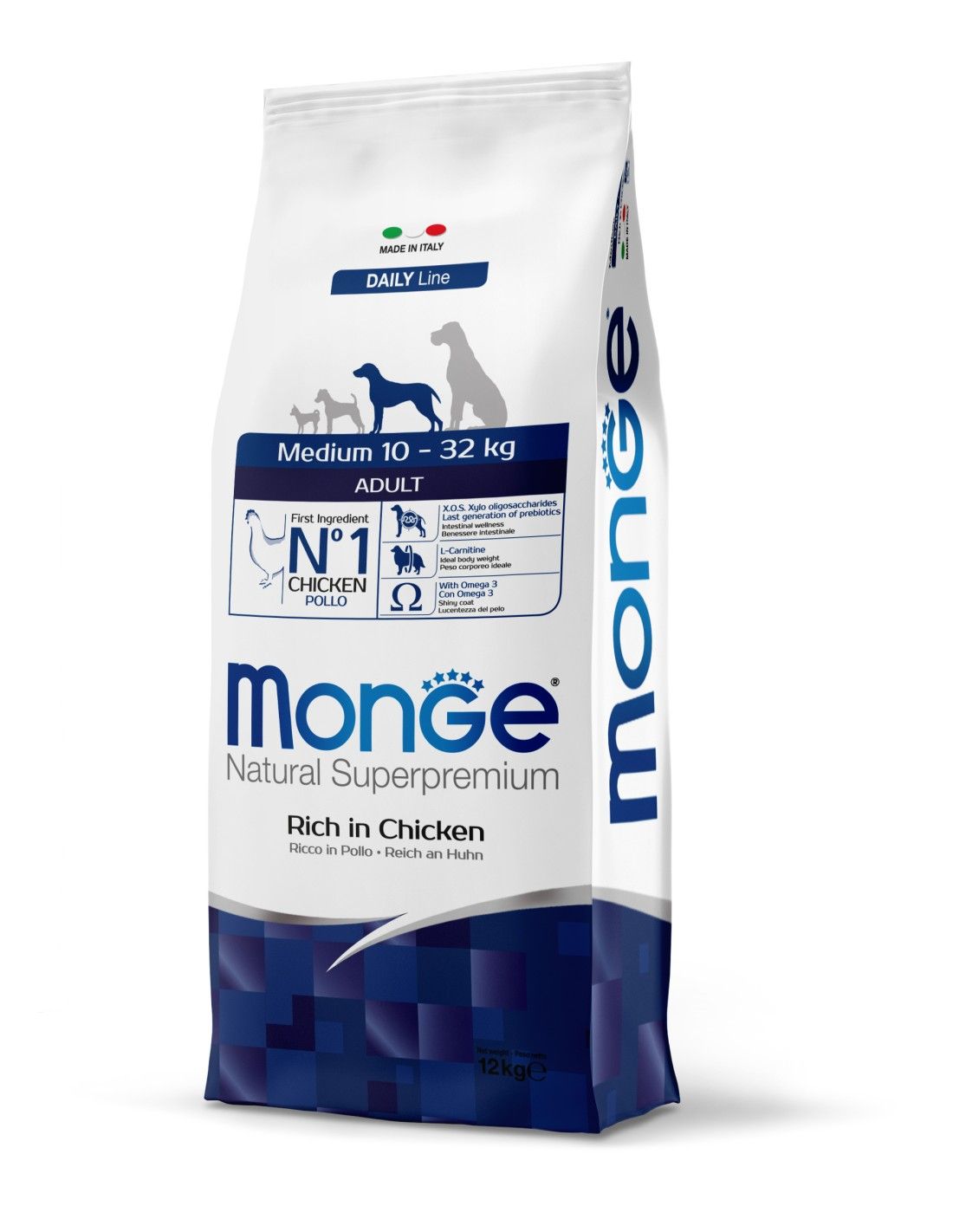 מונג' מזון לכלב בוגר מדיום, עוף 12 ק"ג monge